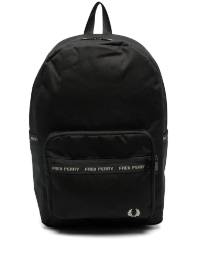 Fred Perry Embroidered-logo Backpack In Black