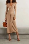 DIANE VON FURSTENBERG DIANE VON FURSTENBERG DVF ASTRID WOOL CASHMERE WRAP MIDI DRESS CAMEL