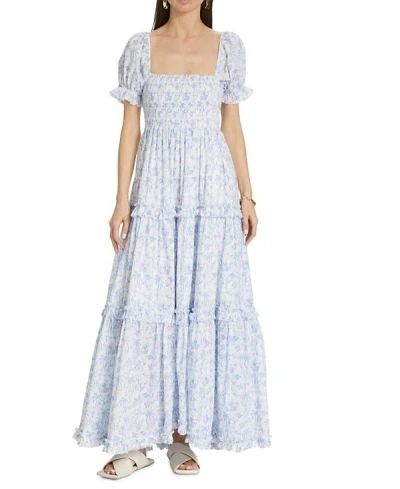 CAROLINE CONSTAS CAROLINE CONSTAS WOMEN'S ZURI DRESS, WHITE BLUE CAMEL TOILE MAXI DRESS