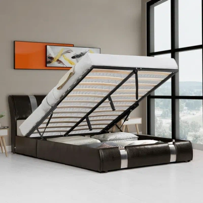 Simplie Fun Queen Size Lift Up Storage Bed Frame In White