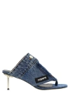 Coperni Blue Denim Open Thong Heeled Sandals