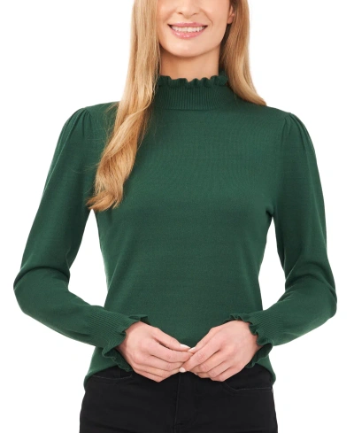 Cece Women's Mock Neck Long Sleeve Sweater In Alpine Green