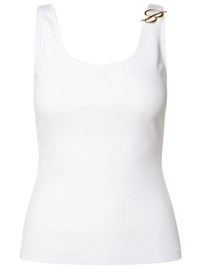 Blumarine Woman White Cotton Tank Top