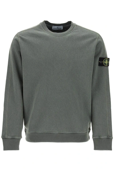 Stone Island Logo Badge Sweater In Green