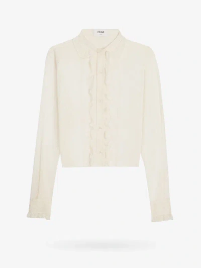 Celine Woman Shirt Woman Beige Shirts In Ivory