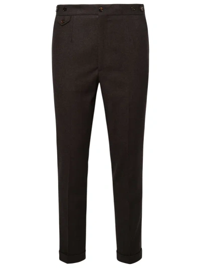 Dolce & Gabbana Logo Patch Tailored Stretch Pants In Brown