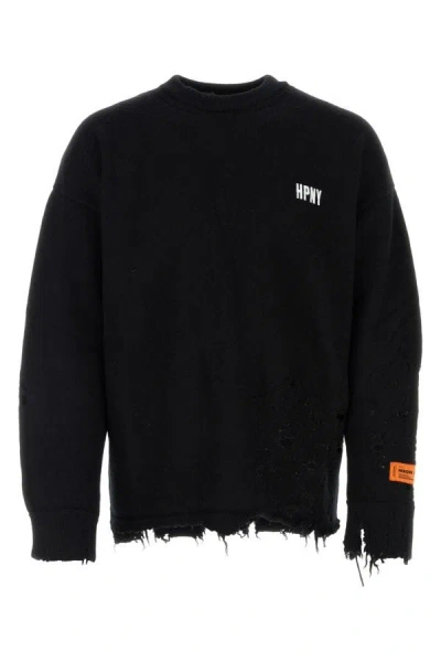 Heron Preston Embroidered-logo Drawstring Sweatshirt In Black