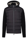 MONCLER MONCLER GRENOBLE MAN MONCLER GRENOBLE TRICOT CARDIGAN IN POLYESTER AND BLACK STRETCH RIPSTOP