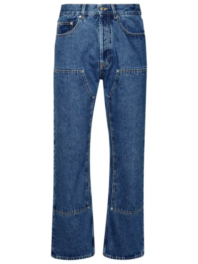 PALM ANGELS PALM ANGELS 'WORKWEAR' BLUE COTTON BLEND JEANS MEN