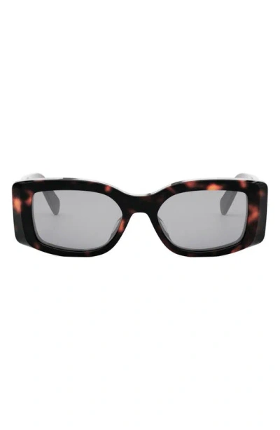 Celine Triomphe Acetate Rectangle Sunglasses In Dark Havana Smoke