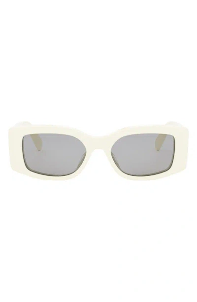 Celine Triomphe Acetate Rectangle Sunglasses In Ivory/gray Solid