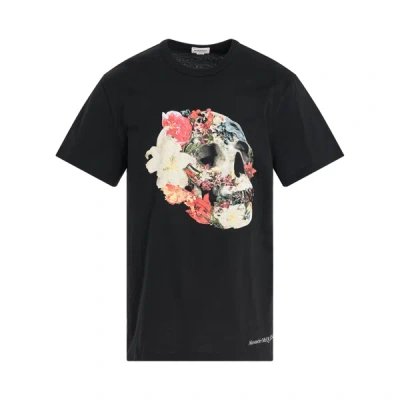 Alexander Mcqueen Floral Skull Print T-shirt In Multi