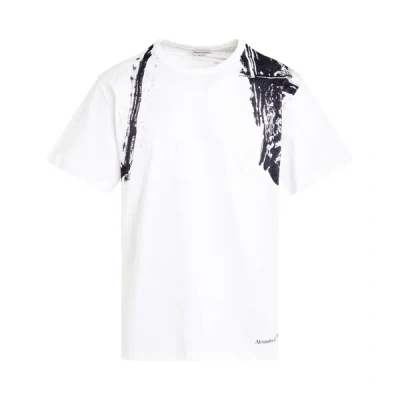 Alexander Mcqueen Fold Harness T-shirt In White/black