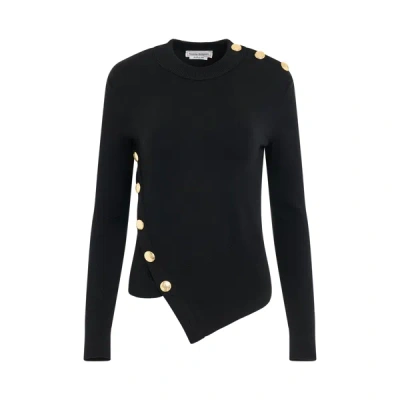 Alexander Mcqueen Drop Hem Knit Sweater In Black