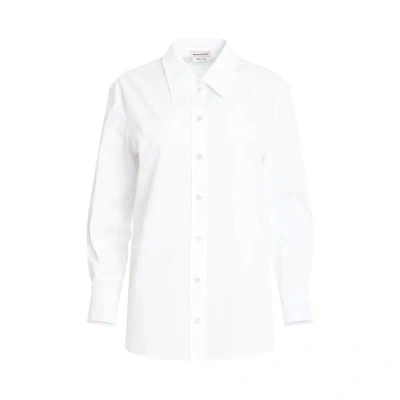 Alexander Mcqueen Pique Cotton Shirt In White