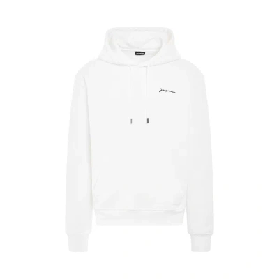 Jacquemus Brode Embroidered Logo Hoodie In White