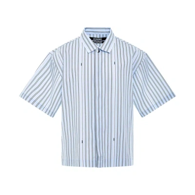 Jacquemus Short-sleeve Pinstripe Shirt In Blue