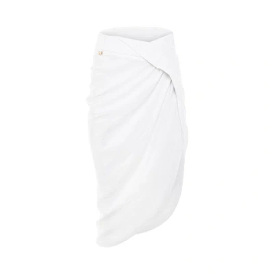 Jacquemus La Jupe Saudade Satin Midi Wrap Skirt In White