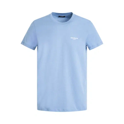 Balmain Classic Fit Flock T-shirt In Blue