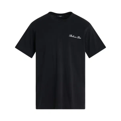 Balmain Logo Signature棉质t恤 In Black
