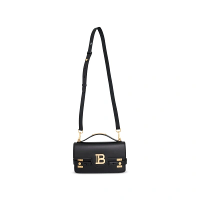 Balmain Leather B-buzz 24 Shoulder Bag In Black/gold