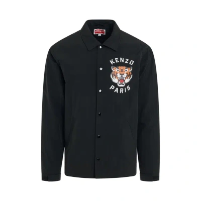 Kenzo Lucky Tiger Padded Coach Jacket In Black