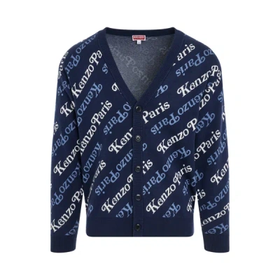 Kenzo Mens Midnight Blue X Verdy Graphic-print Cotton-blend Cardigan In Dark Blue