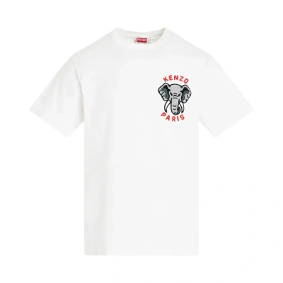 Kenzo Elephant Cotton T-shirt In Off White