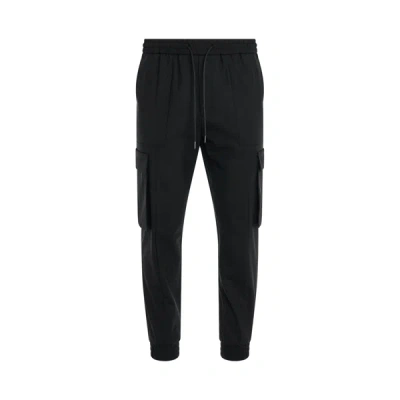 Juunj Wool Blended Cargo Jogger Pants In Black