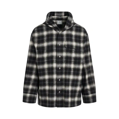 WOOYOUNGMI HOODED CHECK SHIRT