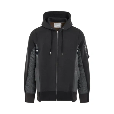 Sacai Sponge Sweat X Nylon Twill Hoodie Sweatshirt In C/gray×c/gray