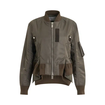 Sacai Nylon Bomber Jacket In Green