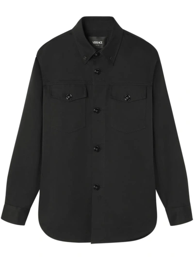 Versace Medusa-button Cotton Shirt Jacket In Black