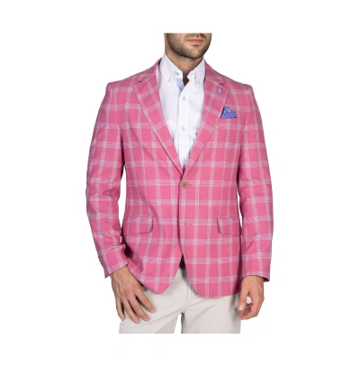 Tailorbyrd Windowpane Linen-blend Sportscoat In Nantucket Red