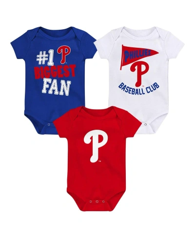 Fanatics Baby Boys And Girls  Philadelphia Phillies Fan Pennant 3-pack Bodysuit Set In Red