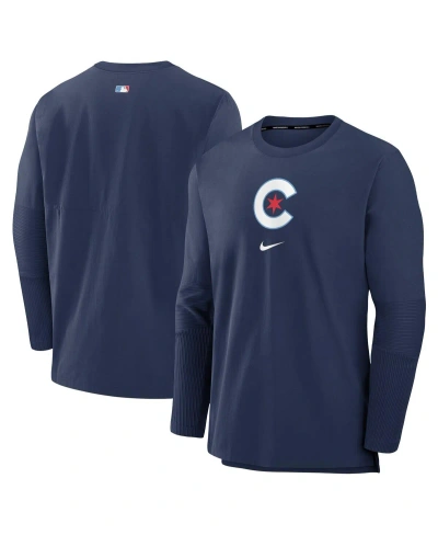Nike Chicago Cubs Authentic Collection City Connect Player  Men's Dri-fit Mlb Pullover Jacket In Blue