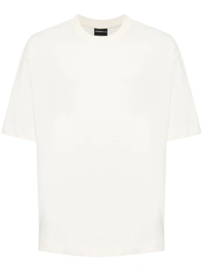 Emporio Armani Rubberised-logo Cotton T-shirt In White