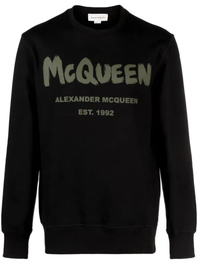 Alexander Mcqueen Graffiti Logo Sweatshirt In Black