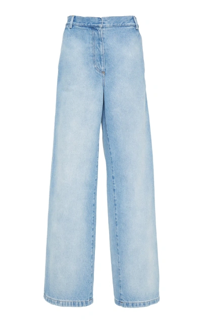 Dries Van Noten Elasticated-waist Pleated Wide-leg Jeans In Light Blue