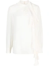 DOLCE & GABBANA DOLCE & GABBANA FRILLED-TRIM SILK BLOUSE