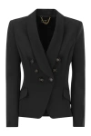 Elisabetta Franchi Women's Double-breasted Crepe Jacket With Shawl Lapels In Black