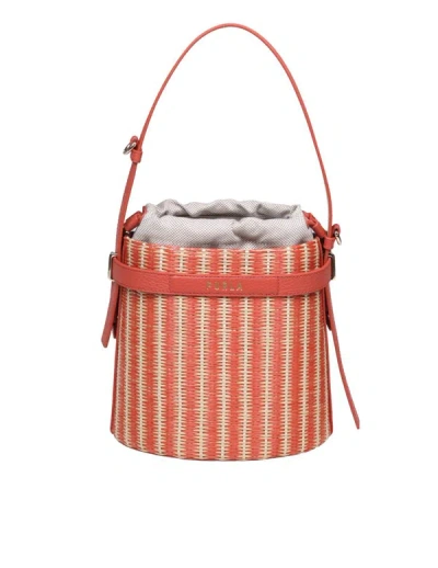 Furla Raffia Bucket Bag In Cinnamon