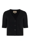 Gucci V-necked Cashmere Cardigan In Black
