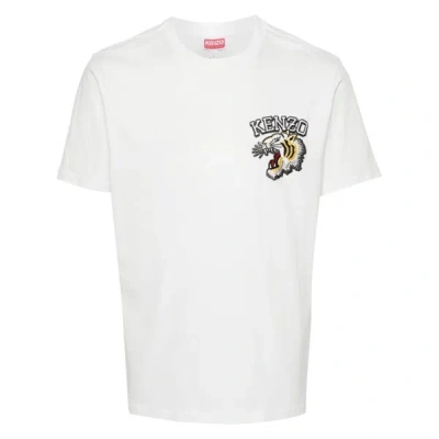 Kenzo White Cotton T-shirt In Beige
