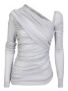Msgm White Asymmetrical Blouse In Grey