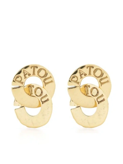 Patou Double Coin Pendant Earrings In Cream