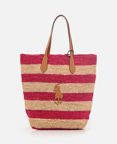 Polo Ralph Lauren Straw Bag W/stripes In Multicolor