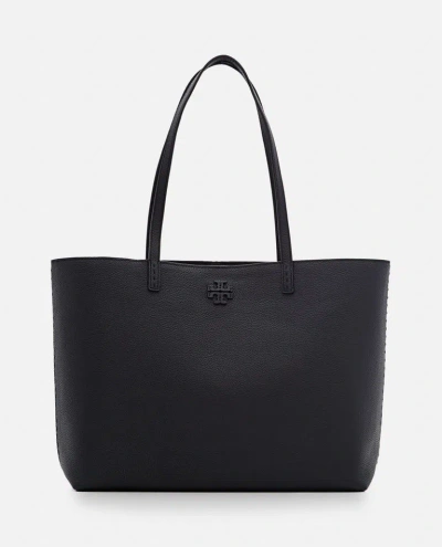 Tory Burch Mcgraw Leather Tote Bag In Black
