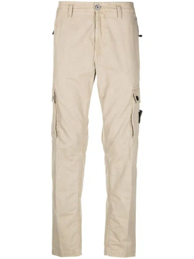 Stone Island Cinched Waistband Trousers In Sand