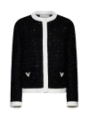 Valentino Sequined Glaze Tweed Jacket In Black